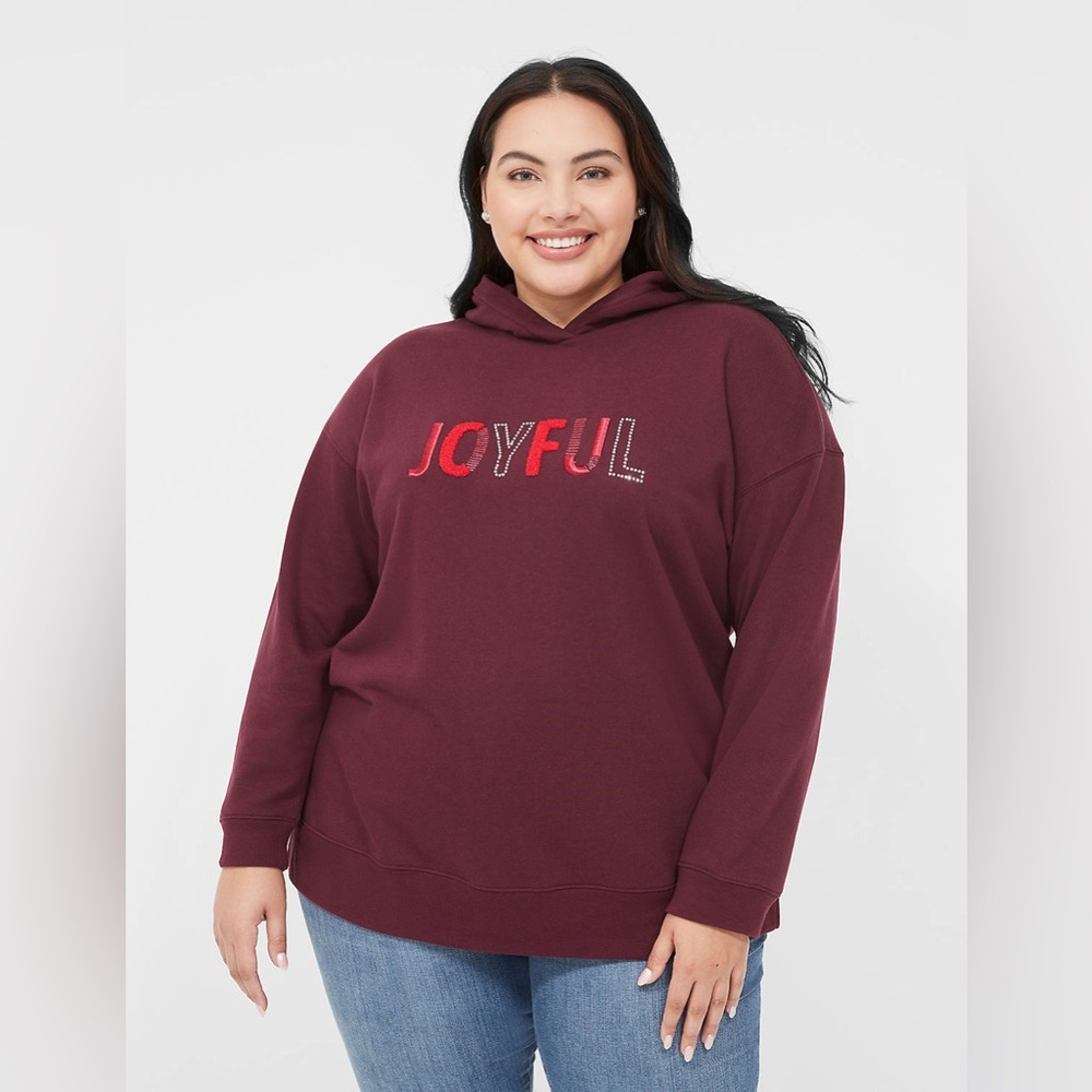 Lane Bryant Relaxed Festive Joyful‎ Graphic Hoodie Sweatshirt